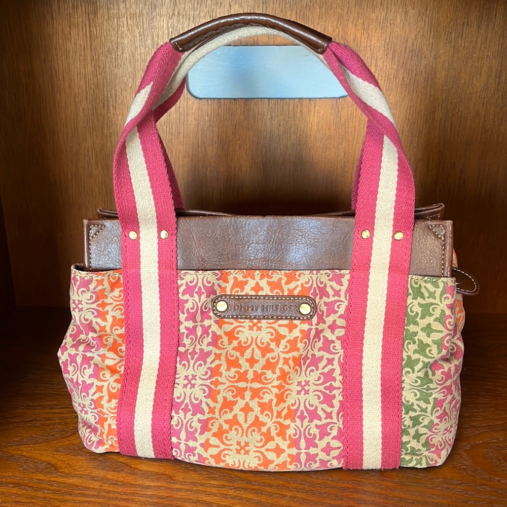 Tommy Hilfiger Floral Canvas/Leather Purple/Green/Orange Purse